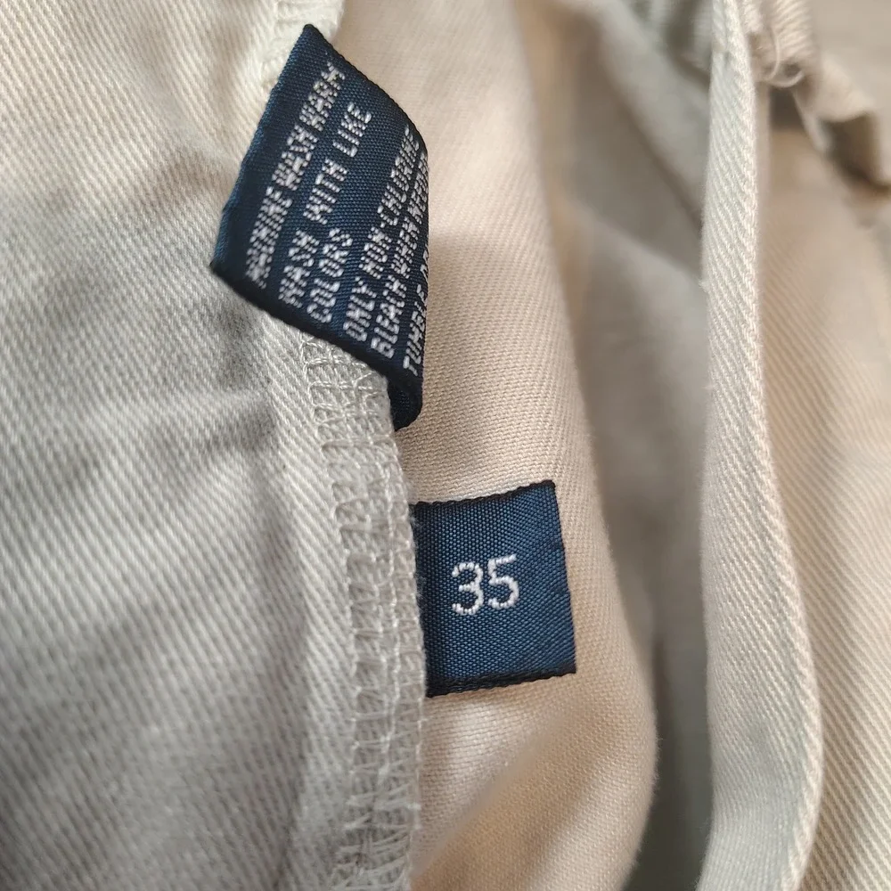 Polo Ralph Lauren Tyler Short Mens 35 Khaki Tan Pleated Chino Cotton Shorts 9in